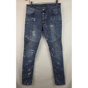 CJ Black Premium Men's Jeans Size 34 / 32 Distressed Paint Splatter Skinny Flex